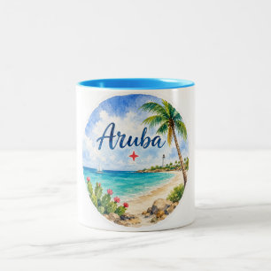 Tasse 2 Couleurs Aruba île caraïbe néerlandaise souvenir de voyage