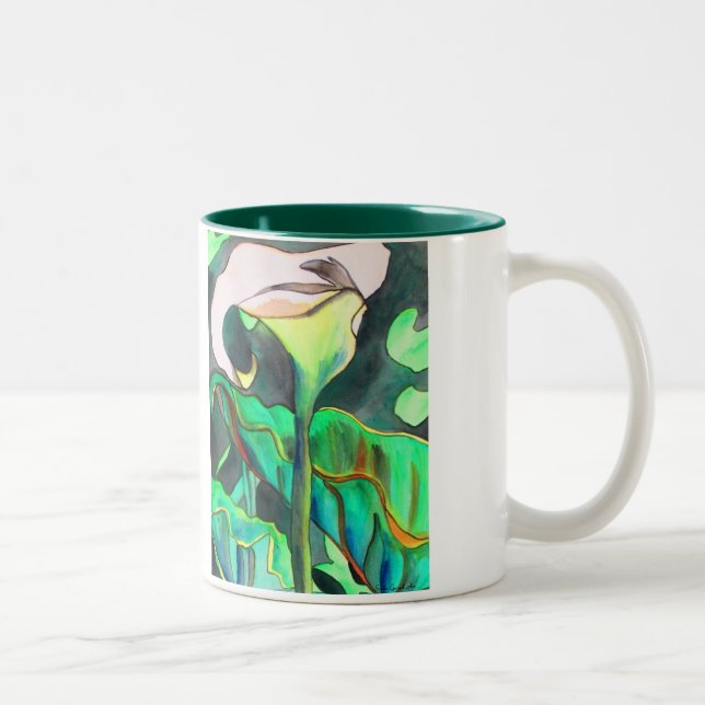 Tasse 2 Couleurs Arum Lily aquarelle peinture originale (Droit)