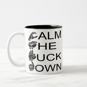 Tasse 2 Couleurs ASL CTFD Calme Le F**K Down #USAPatriotGraphics