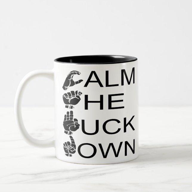 Tasse 2 Couleurs ASL CTFD Calme Le F**K Down #USAPatriotGraphics (Gauche)