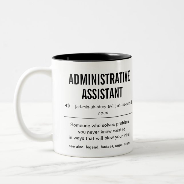 Tasse 2 Couleurs Assistant administratif personnalisé amusant (Gauche)