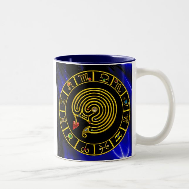 Tasse 2 Couleurs ASTRAL LABYRINTH GOLD ZODIAC CHART Astrologie (Droit)