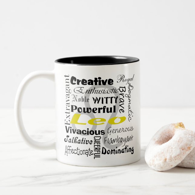 Tasse 2 Couleurs Astrologie de Leo Zodiac - Collage Horoscope (Avec donut)
