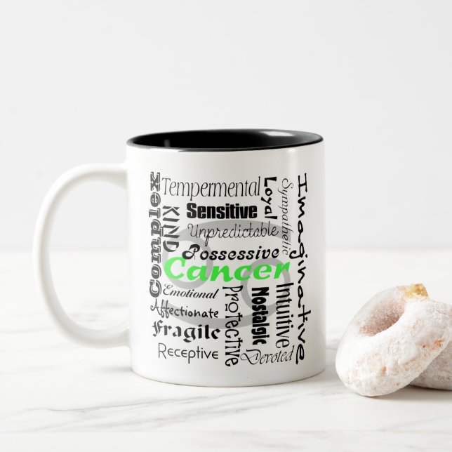 Tasse 2 Couleurs Astrologie du cancer Motif de collage de l'Horosco (Avec donut)