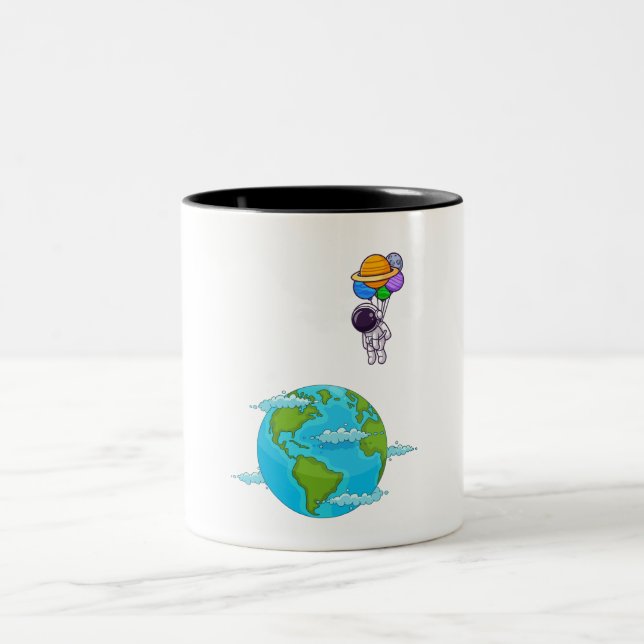 Tasse 2 Couleurs astronaute avec ballons terre d'atterrissage (Centre)
