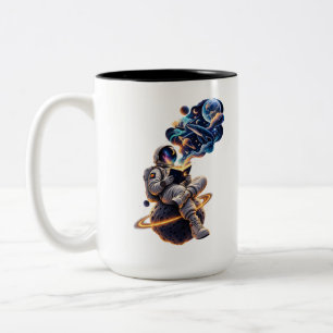 Tasse 2 Couleurs Astronaute Cosmique Lisant une Aventure Spatiale