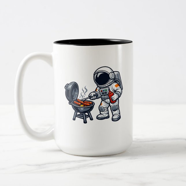 Tasse 2 Couleurs Astronaute faisant griller (Gauche)