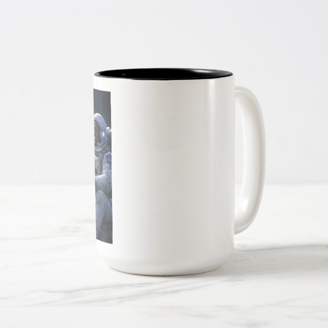 Tasse 2 Couleurs Astronautes Buvant du Café (Devant droit)