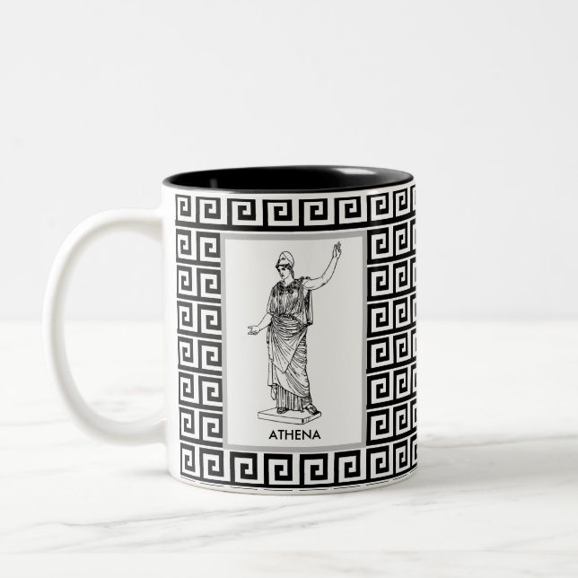 Tasse 2 Couleurs Athena déesse sur le Motif grec noir et blanc (Gauche)