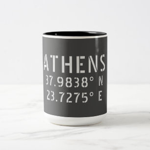Tasse 2 Couleurs Athènes Latitude Longitude