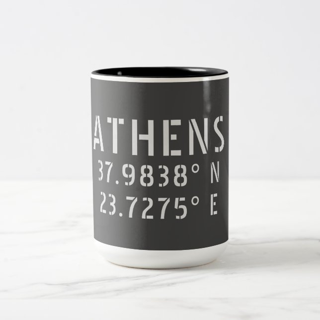 Tasse 2 Couleurs Athènes Latitude Longitude (Centre)