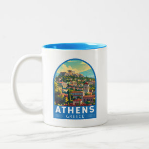 Tasse 2 Couleurs Athens Grèce Travel Art Vintage