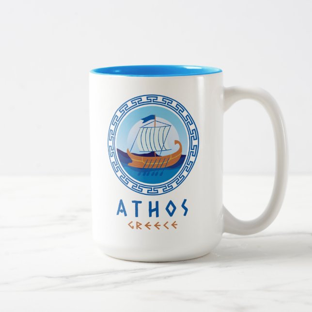 Tasse 2 Couleurs Athos, Grèce Conception de navire grec (Droit)