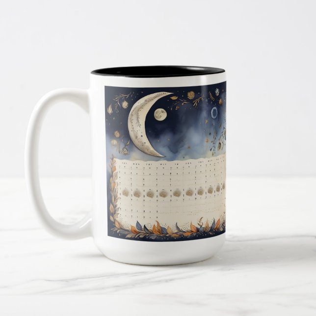 Tasse 2 Couleurs Atlas de phase de lune intemporelle - Rétro Astron (Gauche)