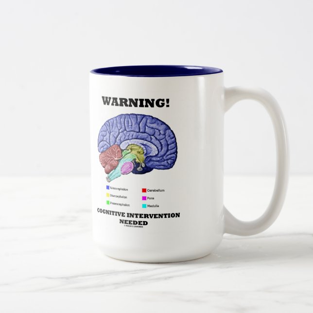 Tasse 2 Couleurs Attention ! Intervention cognitive Humour néédéd b (Droit)