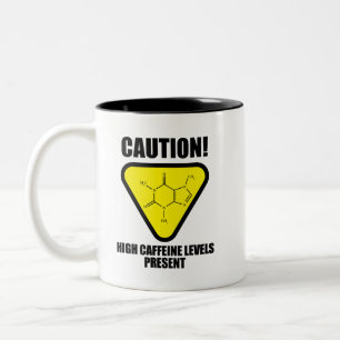 Tasse 2 Couleurs Attention ! Niveaux élevés de caféine présents