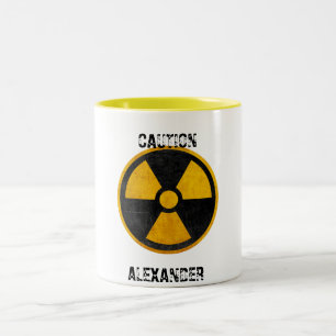 Tasse 2 Couleurs Attention personnalisée Réacteur nucléaire Jaune e