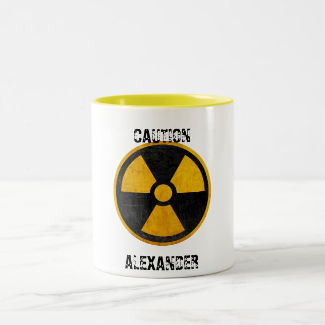 Tasse 2 Couleurs Attention personnalisée Réacteur nucléaire Jaune e (Centre)