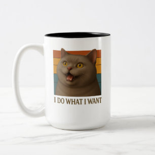 Tasse 2 Couleurs Attitude de chat rétro