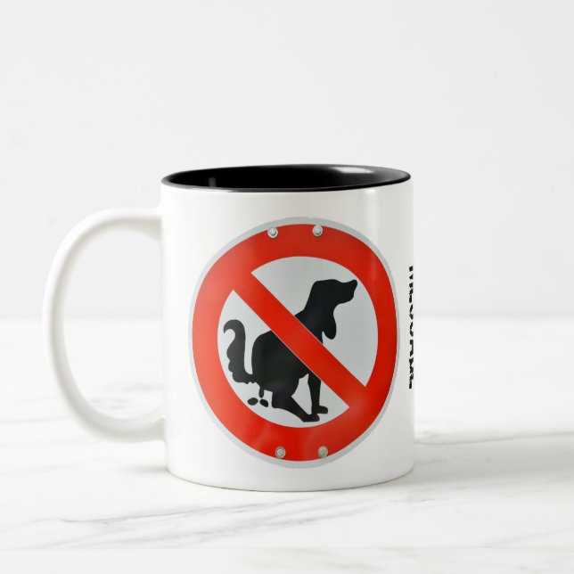 Tasse 2 Couleurs Aucun signe de dunette de Poo de chien (Gauche)