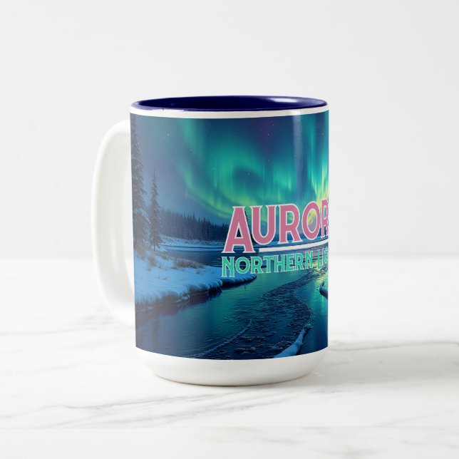Tasse 2 Couleurs Aurore boréale Aurora Borealis (Devant gauche)