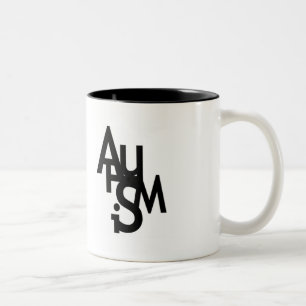 Tasse 2 Couleurs Autisme (lettres brouillées)