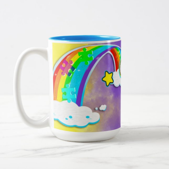 Tasse 2 Couleurs Autisme Puzzle Étoiles (Gauche)