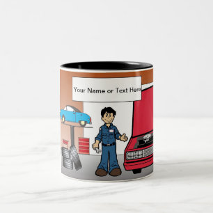 Tasse 2 Couleurs Auto Mechanic - Dessin masculin par PrintedPerfect