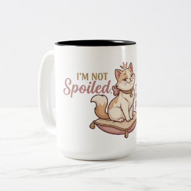 Tasse 2 Couleurs Autocollant Coussin Royal pour Chat Gâté (Devant gauche)