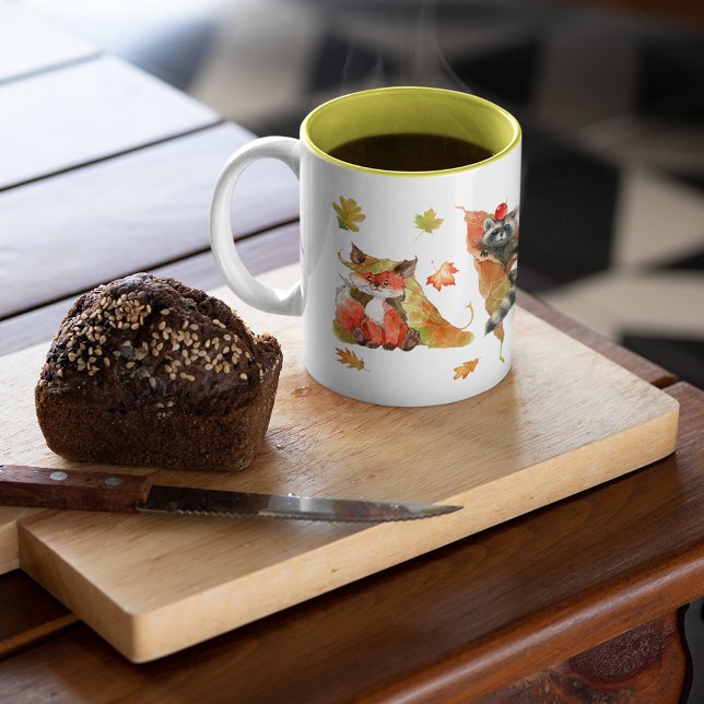 Tasse 2 Couleurs Automne Automne Cute Animaux Clipart (Fall Autumn Cute Animals Clipart)