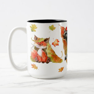 Tasse 2 Couleurs Automne Automne Cute Animaux Clipart