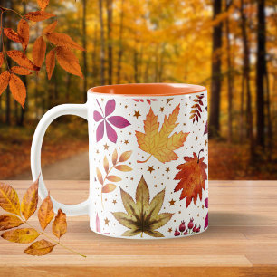 Tasse 2 Couleurs Automne Chute Feuille récolte Thanksgiving Motif