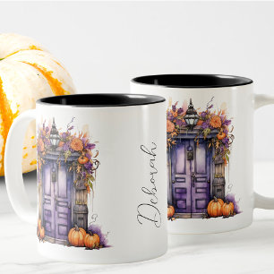Tasse 2 Couleurs Automne Citrouille de porte Elegant Personnalisé