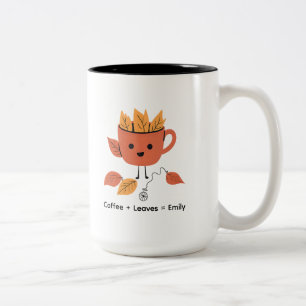 Tasse 2 Couleurs Automne Feuilles Automne Design avec nom