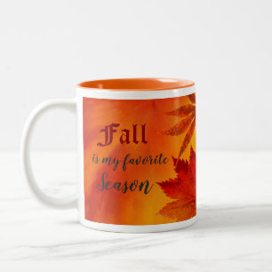 Tasse 2 Couleurs Automne saison préférée Rouge Orange Feuilles