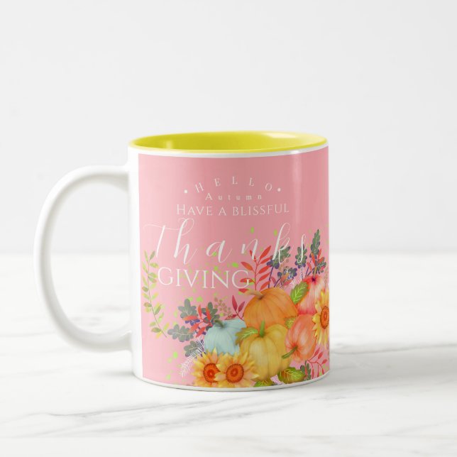 Tasse 2 Couleurs Automne Thankgiving rose (Gauche)