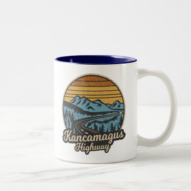 Tasse 2 Couleurs Autoroute Kancamagus New Hampshire Retro (Droit)