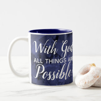 Tasse 2 Couleurs Avec Dieu toutes les choses sont foi chrétienne