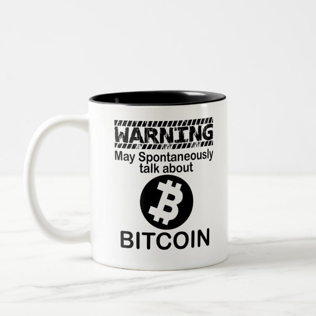 Tasse 2 Couleurs Avertissement Peut Parler Spontanément Du Bitcoin (Gauche)
