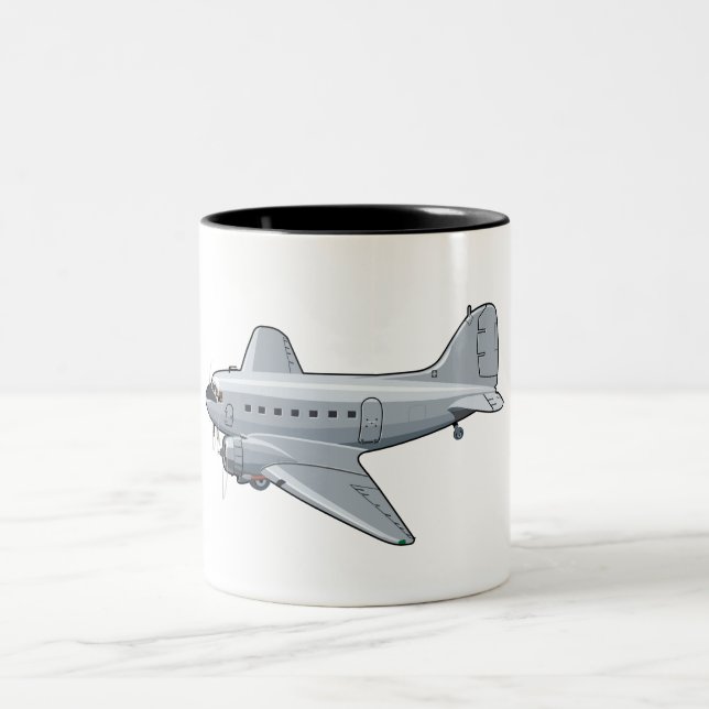 Tasse 2 Couleurs Avion rétro de dessin (Centre)
