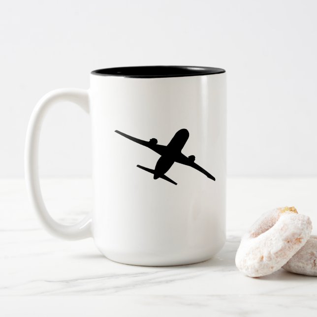 Tasse 2 Couleurs Avion volant Aviation Aviateur (Avec donut)