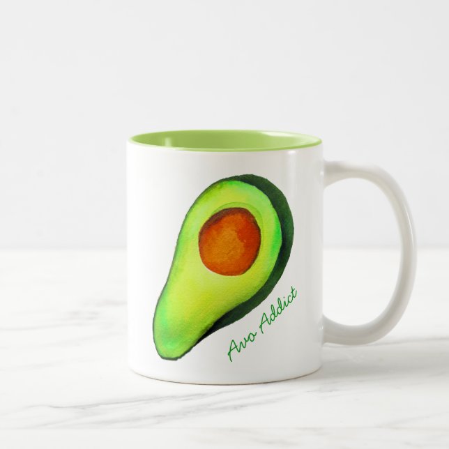 Tasse 2 Couleurs Avocat vert addict art mignon (Droit)