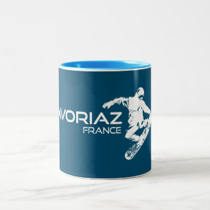Tasse 2 Couleurs Avoriaz France Snowboardeur