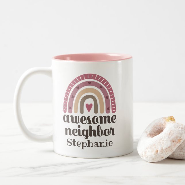 Tasse 2 Couleurs Awesome Voisin Personnalisé (Avec donut)