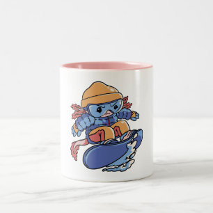 Tasse 2 Couleurs Axolotl de snowboard mignon – Dessin animé de spor