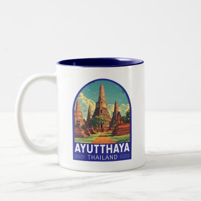 Tasse 2 Couleurs Ayutthaya Thailand Travel Art Emblem (Gauche)