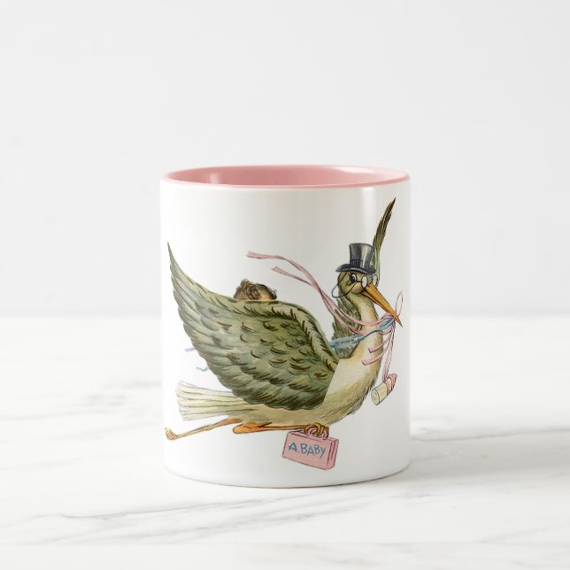TASSE 2 COULEURS BABY SHOWER STORK (Centre)