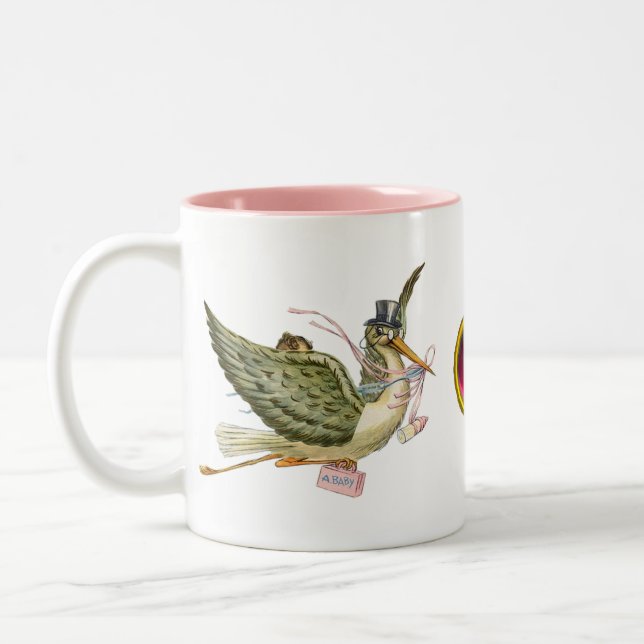 TASSE 2 COULEURS BABY SHOWER STORK (Gauche)