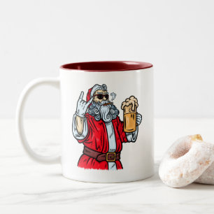 Tasse 2 Couleurs Bad Père Noël, Rock, Bière et Cigar