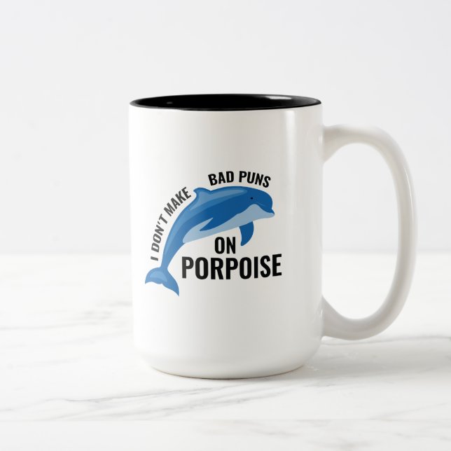 Tasse 2 Couleurs Bad Puns Sur Marsouin (Droit)